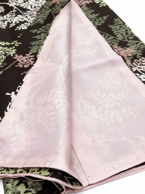 二部式着物 RYOKO KIKUCHI 洗える着物 小紋 袷 フリーサイズ「黒ｘ抹茶