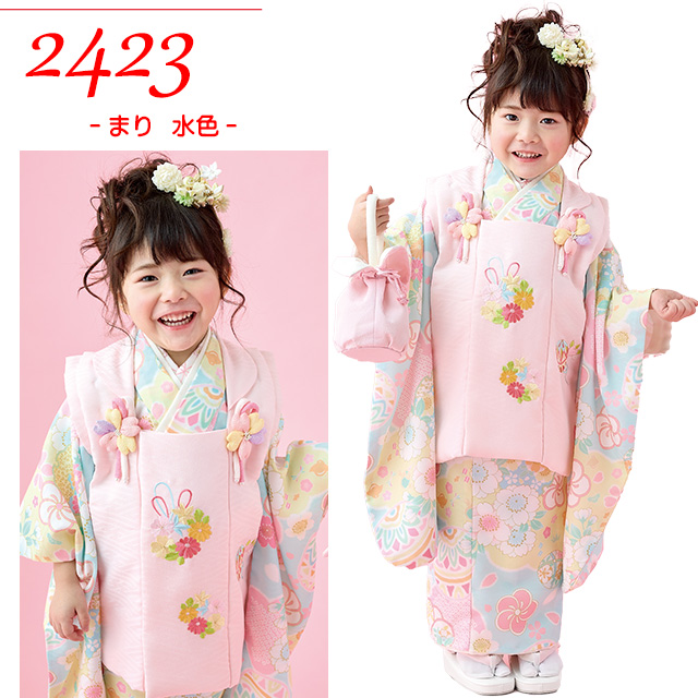 七五三 三歳 女児 被布着物フルセット 式部浪漫 生地は日本製 NO27161