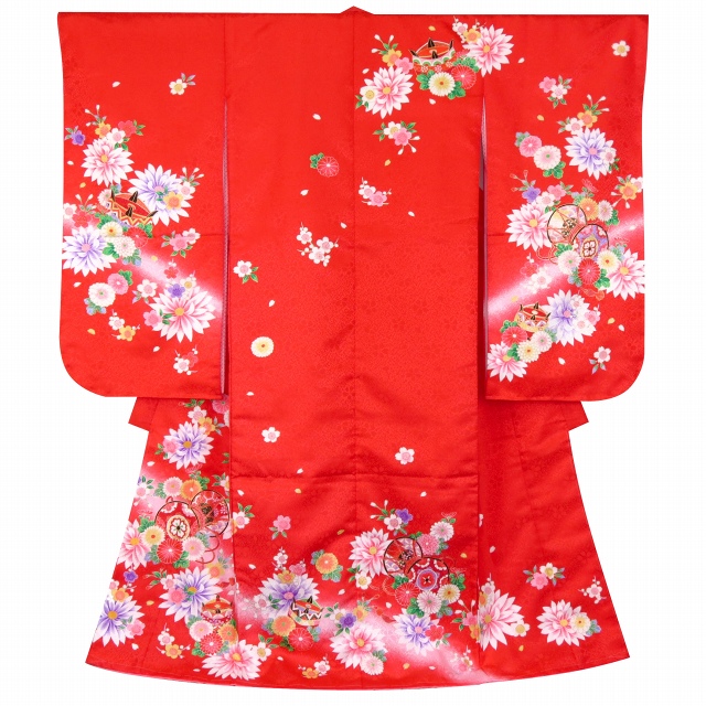 袴セット 女の子用 卒園式 入学式 七五三 総柄 子供着物&刺繍袴セット 