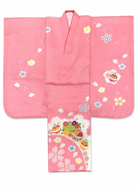 七五三 着物 7歳 女の子用 日本製 正絹 本絞り 手描き友禅 絵羽付け 金 