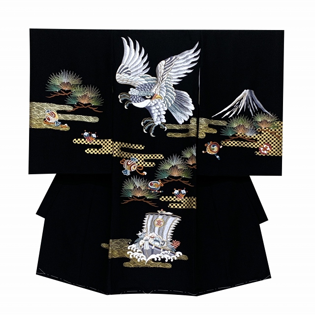 お宮参り 男の子 着物 正絹 刺繍柄 日本製 赤ちゃんのお祝い着 初着 産