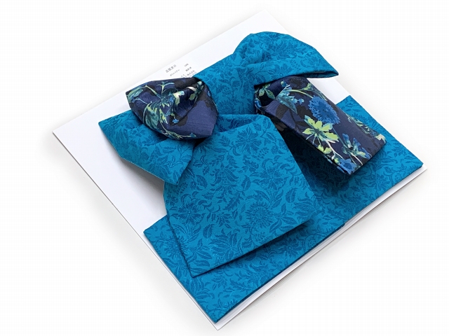 七五三 7歳用 結び帯 7歳女の子用 モダンなデザインの作り帯 大寸 合繊「青」TYMO-04