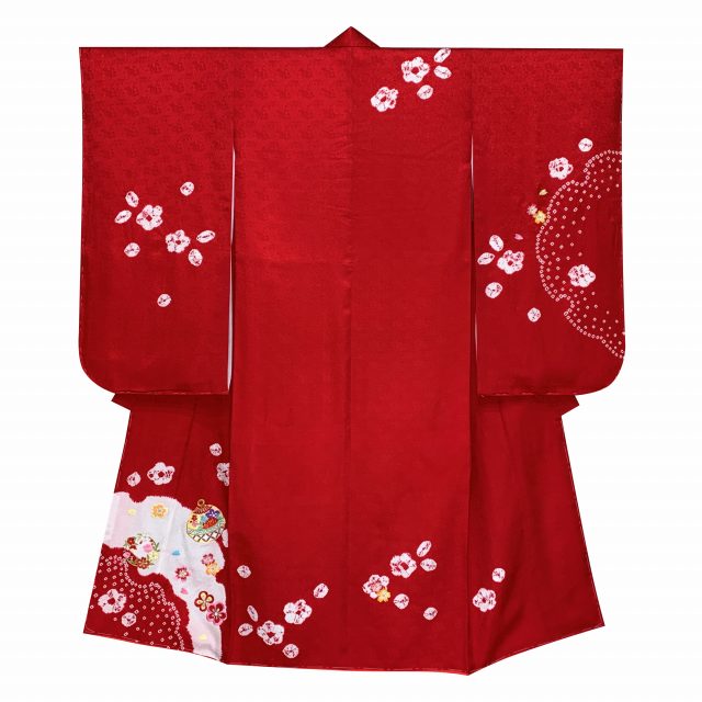 七五三 7歳 女の子用 日本製 正絹 本絞り 刺繍入り 絵羽付け 四つ身の