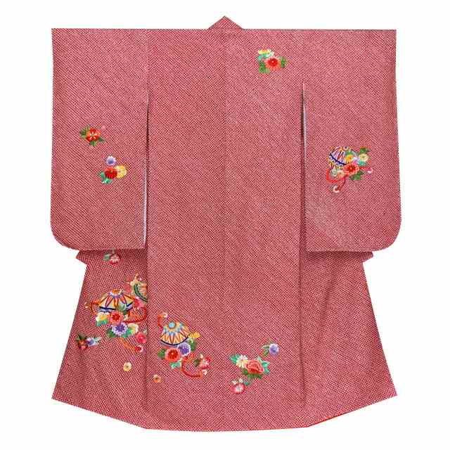 七五三 7歳 女の子用 日本製 正絹 総絞り 刺繍入り 絵羽付け 四つ身の