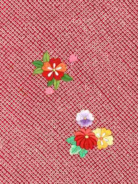 七五三 7歳 女の子用 日本製 正絹 総絞り 刺繍入り 絵羽付け 四つ身の 