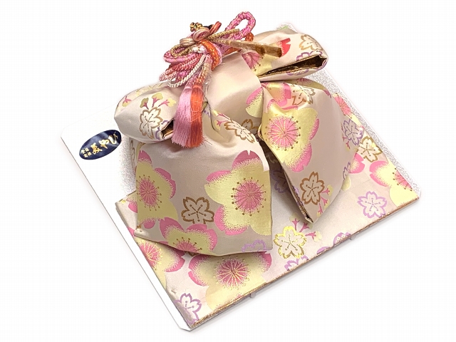 七五三 正絹 結び帯 7歳 女の子 作り帯 単品 日本製【オフホワイト、桜】