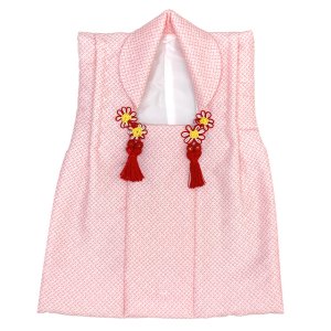 画像2: 七五三 三歳 女の子 被布セット 被布コート 草履 巾着 足袋 4点コーデセット【ピンク】 (2)