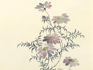 画像3: 軽装帯 お太鼓結びの付け帯 合繊【生成り系、コスモス】 (3)