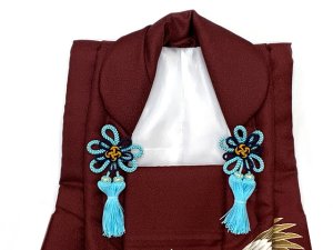 画像4: 七五三 男の子 3歳 被布セット 被布コート 雪駄 信玄袋 足袋 4点コーデセット 合繊【エンジ、鷹】 (4)