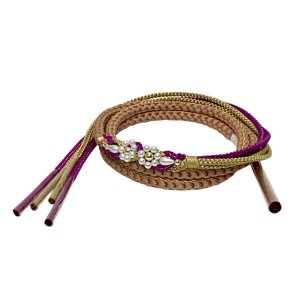 画像5: 振袖用 帯揚げ 帯締め ポリエステルふくれ生地の帯揚げ パールビーズ飾りの振袖用帯〆 セット【ミルクティーブラウン】 (5)