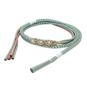 画像5: 振袖用 帯揚げ 帯締め ポリエステルふくれ生地の帯揚げ パールビーズ飾りの振袖用帯〆 セット【ミント系】 (5)