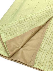 画像5: 洗える着物 小紋 袷 コーディネートセット レディース着物と半幅帯作り帯セット 袷 Mサイズ【女郎花色、途切れ縞】 (5)