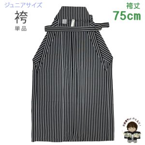 画像1: 袴 ジュニア男子 男性用SSSサイズ 紐下７５cm 行燈袴 単品 合繊【黒灰棒縞】 (1)