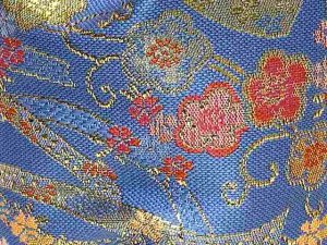 画像2: こども巾着 七五三のこども着物 袴に 金襴生地の巾着【水色、熨斗】 (2)