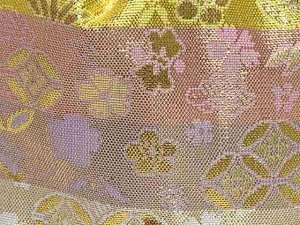 画像2: こども巾着 七五三のこども着物 袴に 金襴生地の巾着【ピンク系、七宝】 (2)