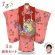 画像1: 七五三着物 3歳 女の子 正絹  和染紅型 栗山吉三郎の被布コートと着物 オリジナル・コーディネートセット【赤ｘピンク、雪輪】 (1)