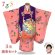画像1: 七五三着物 3歳 女の子 正絹  和染紅型 栗山吉三郎の被布コートと着物 オリジナル・コーディネートセット【紫ｘピンク、雪輪】 (1)