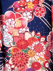 画像3: 振袖 セット 成人式 正月 H・Lブランド 絵羽柄の振袖 袋帯 小物 6点セット【紺系、菊に桜】 (3)