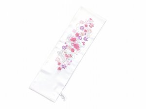 画像2: “silelly” 半衿 振袖に 古典柄 華やかな刺繍入りの半襟 合繊【白地、扇と牡丹】 (2)