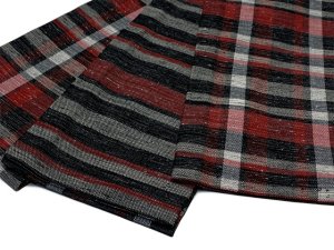 画像2: 半幅帯 着物や浴衣に 半巾帯(細帯) 小袋帯 ポリ綿 約400cm【黒系チェック】 (2)