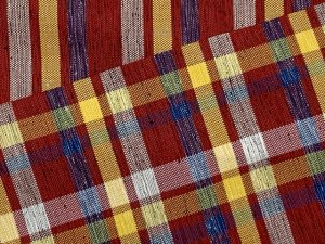 画像3: 半幅帯 着物や浴衣に 半巾帯(細帯) 小袋帯 ポリ綿 約400cm【赤系チェック】 (3)