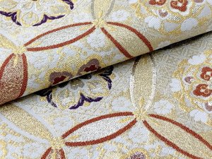 画像4: 西陣織(子供)袋帯 高級 全通 仕立て上がり 十三参り 七五三に【白銀、六角七宝文様】 (4)