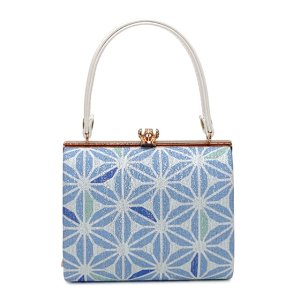 画像2: 七五三 バッグ 子供用 がまぐちバッグ 合繊 おしゃれ モダン【水色、麻の葉】 (2)