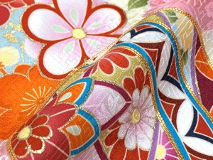 画像3: 七五三 7歳 女の子 着物フルセット 正絹 日本製 金駒刺繍 四つ身の子供着物と結び帯 コーデセット【藤色、鞠と雲】 (3)