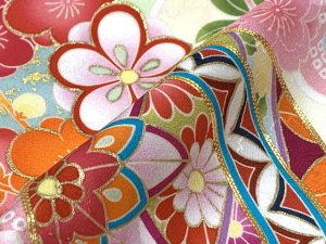 画像3: 七五三 着物 正絹 フルセット 7歳 女の子 日本製 金駒刺繍 四つ身の子供着物と結び帯 コーディネートセット【水色、鞠と雲】 (3)