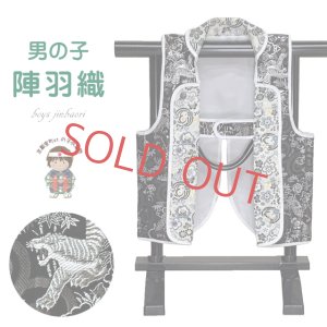 画像1: 陣羽織 端午の節句 男の子 子供用（２歳-３歳用）陣羽織【黒茶、龍虎】 (1)