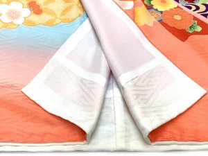 画像9: ジュニア 振袖 絵羽柄 145cm-158cm向け 長襦袢付き 合繊 小学校の卒業式 十三参り お正月に【水色ｘ橙、熨斗に花爛漫】 (9)