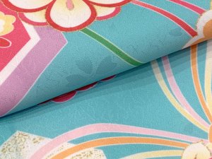 画像6: ジュニアサイズ 振袖 小紋柄 150サイズ 合繊　お正月 卒業式袴に【水色、古典柄】 (6)