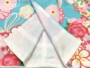 画像7: ジュニアサイズ 振袖 小紋柄 150サイズ 合繊　お正月 卒業式袴に【水色、古典柄】 (7)