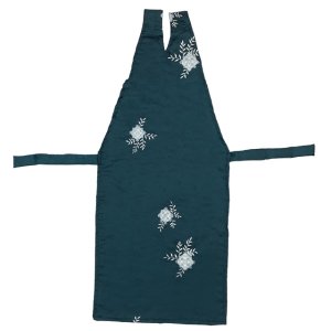 画像2: 和装エプロン 着物エプロン 携帯エプロン ミニポーチ付き 和装での会食に【鉄紺色、華様紋】 (2)