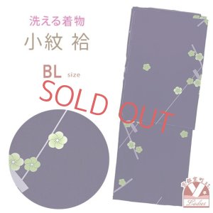 画像1: 洗える着物 袷 小紋 レディース 大きいサイズ 幅広 BLサイズ【濃紫、ねじり青梅】 (1)