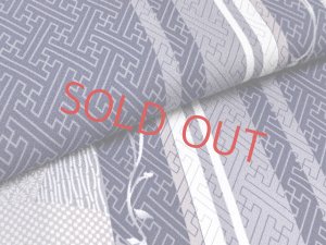 画像3: 洗える着物 小紋 袷 コーディネートセット レディース着物と半幅帯作り帯セット 袷 Mサイズ【青紺系、紗綾型】 (3)