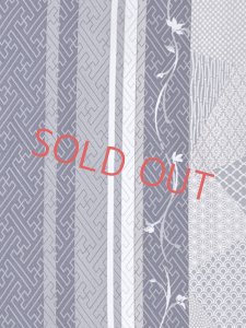 画像4: 洗える着物 小紋 袷 コーディネートセット レディース着物と半幅帯作り帯セット 袷 Mサイズ【青紺系、紗綾型】 (4)