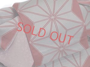 画像7: 洗える着物 小紋 袷 コーディネートセット レディース着物と半幅帯作り帯セット 袷 Mサイズ【青紺系、紗綾型】 (7)