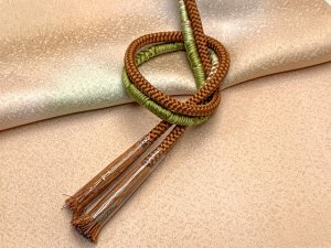 画像2: 帯揚げ 帯締め セット おしゃれ着に 帯上げ&丸組の帯〆セット 正絹【スキンピンク、ぼかし】 (2)