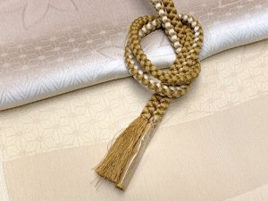 画像2: 帯揚げ 帯締め セット おしゃれ着に 帯上げ&丸組の帯〆セット 正絹【クリーム系、ぼかし】 (2)