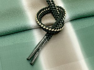 画像2: 帯揚げ 帯締め セット おしゃれ着に 帯上げ&丸組の帯〆セット 正絹【緑系、ぼかし】 (2)