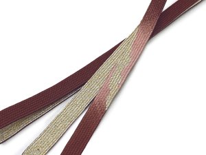 画像2: 帯締め 礼装用 正絹 金箔糸使用 平の組帯〆 おびじめ 単品【くすみボルドー系、ぼかし織】 (2)
