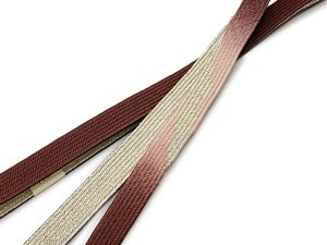 画像2: 帯締め 礼装用 正絹 金箔糸使用 平の組帯〆 おびじめ 単品【海老茶系、ぼかし織】 (2)