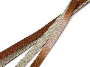 画像2: 帯締め 礼装用 正絹 金箔糸使用 平の組帯〆 おびじめ 単品【茶系、ぼかし織】 (2)