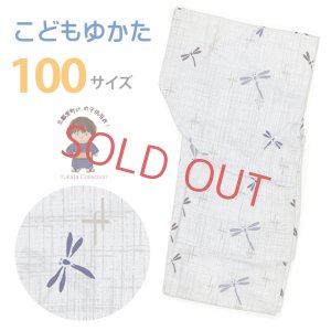 画像1: 子供浴衣 男の子 変わり織 キッズ浴衣 100サイズ【グレージュ、とんぼ】 (1)