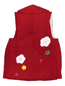 画像6: 【ちょっと訳あり品】七五三 着物 3歳 正絹 フルセット 女の子 友禅 絵羽柄の着物 被布セット【赤ｘ黄色、梅】 (6)