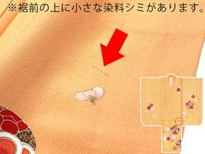 画像9: 【ちょっと訳あり品】七五三 着物 3歳 正絹 フルセット 女の子 友禅 絵羽柄の着物 被布セット【赤ｘ黄色、梅】 (9)