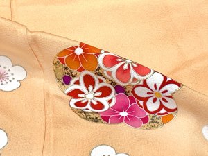 画像8: 七五三 着物 3歳 正絹 フルセット 女の子 友禅 絵羽柄の着物 被布セット【白系x淡黄色、鞠と梅】 (8)