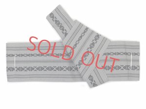 画像2: 角帯 ワンタッチで結べるメンズ作り帯 献上柄 男帯【グレー】 (2)