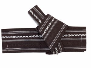 画像2: 角帯 ワンタッチで結べるメンズ作り帯 献上柄 男帯【ブラウン】 (2)